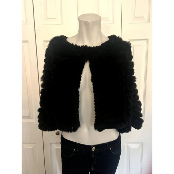 BCBGMaxAzria Black Faux Fur Sweater - Picture 1 of 6